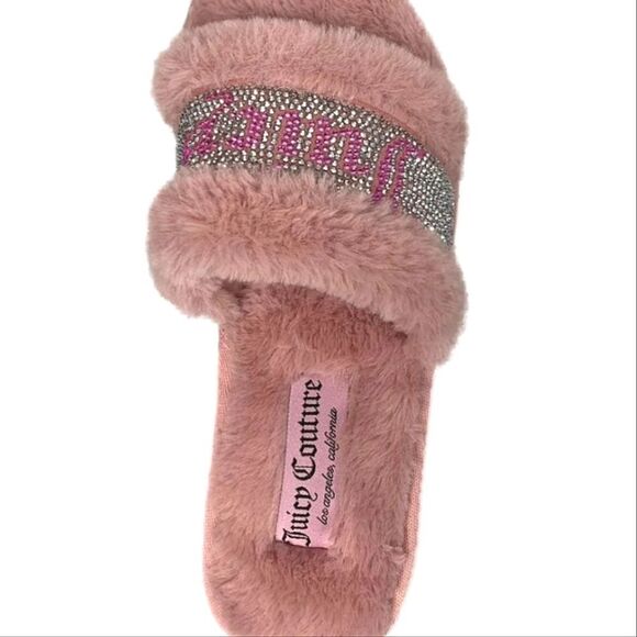 Juicy Couture Halo 2 Rhinestone Logo Slippers- Mauve - Picture 4 of 10